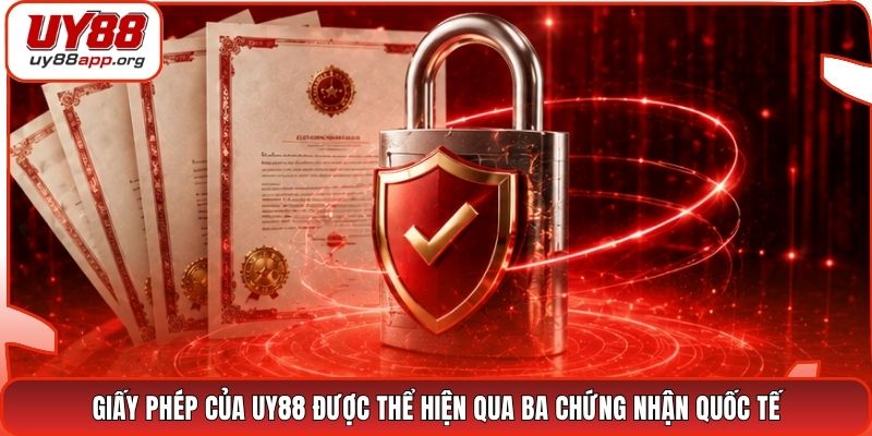 Giấy phép của UY88 được thể hiện qua ba chứng nhận quốc tế